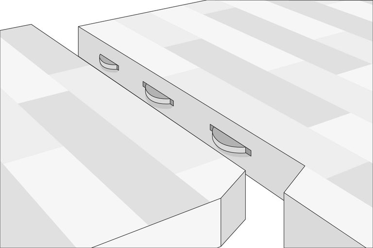 Houten platen verbonden met Lamello verbinders voor houtproducten