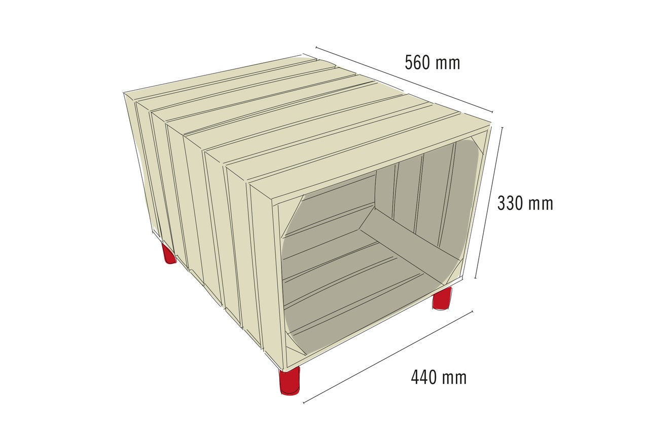 Houten kist met afmetingen 560 mm x 440 mm x 330 mm