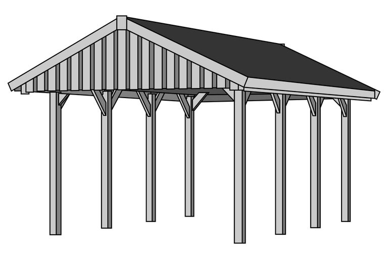 Houten afdak met dak