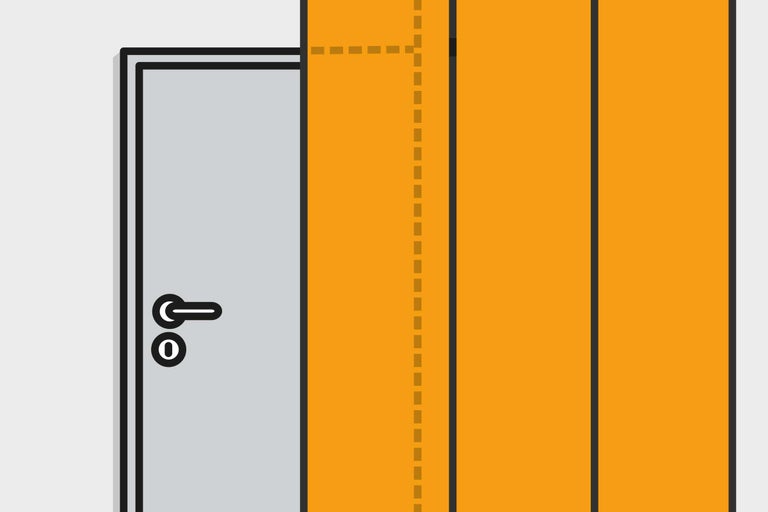 Illustratie van een schuifdeur naast een standaard deur