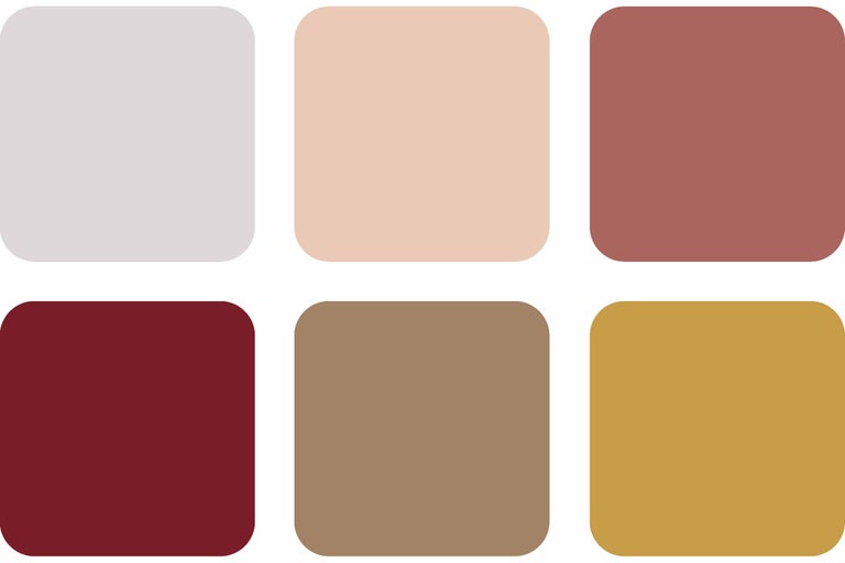 Kleurenpalet met zes kleurtinten