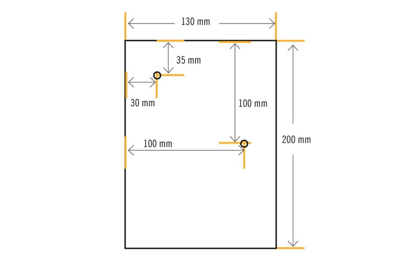 Afbeelding met afmetingen: 200 mm x 130 mm