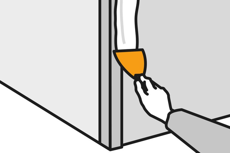 Illustratie van een persoon die een voegafdichting aanbrengt