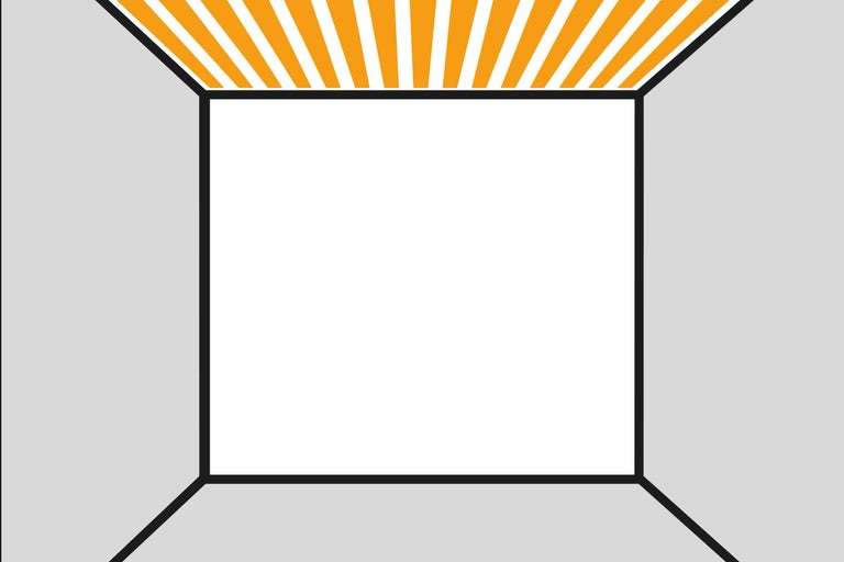 Hoek van de kamer met plafondpatroon