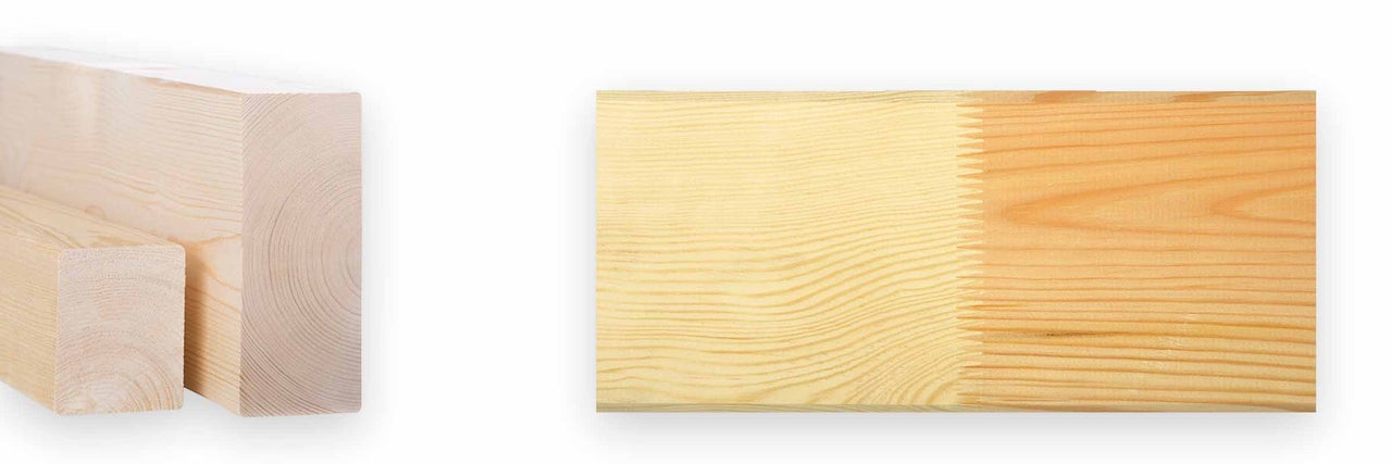 Vuren houten plank met vingerlasverbinding