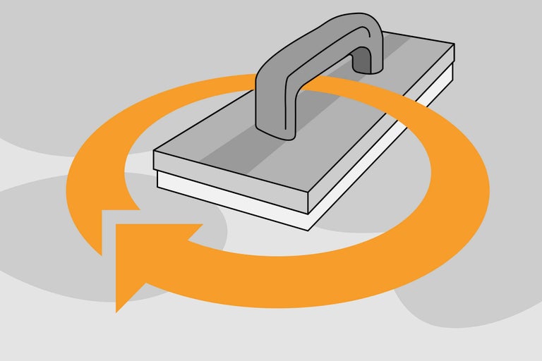 Schematische weergave van een spons schuurplank beweging