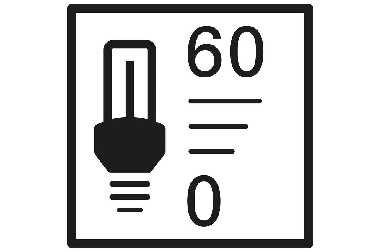 Gloeilampsymbool voor maximaal vermogen in watt