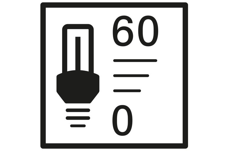 Gloeilampsymbool voor maximaal vermogen in watt