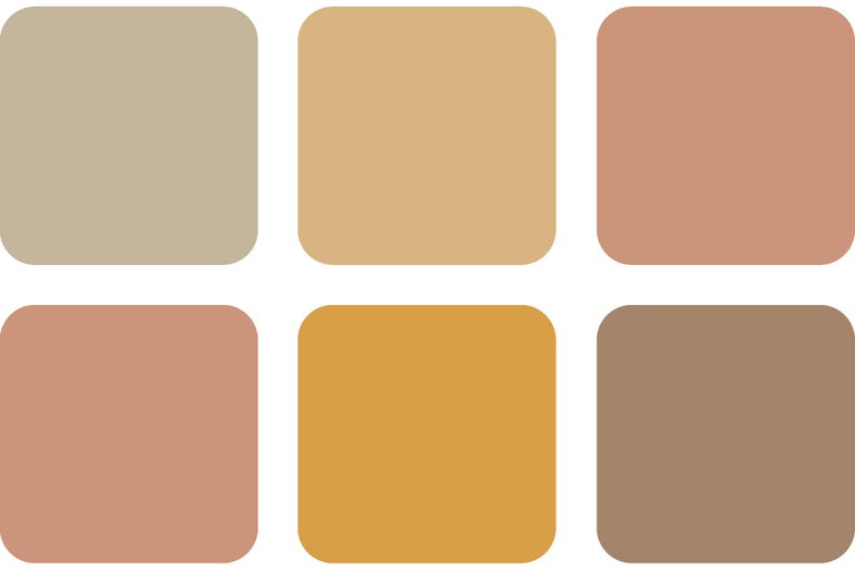 Kleurenkaart met zes verschillende tinten