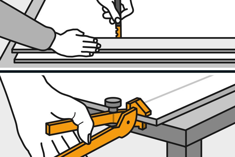 Illustratie van ambachtslieden die hout zagen en bewerken met een kraspen