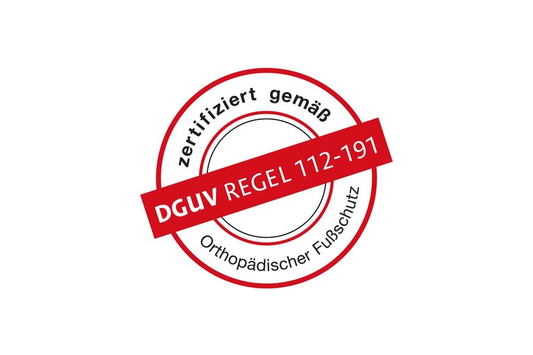 DGUV Regel 112-191 teken voor gecertificeerde orthopedische voetbescherming