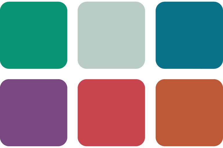 Kleurenstalen met verschillende tinten