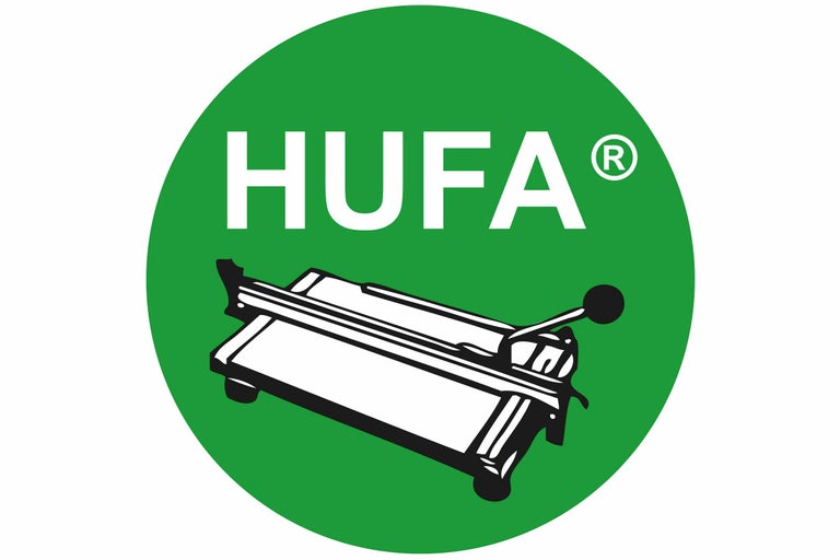 Hufa logo met tegelsnijder