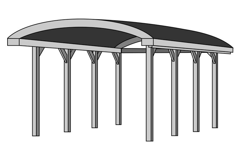 Vrijstaande houten constructie met dak
