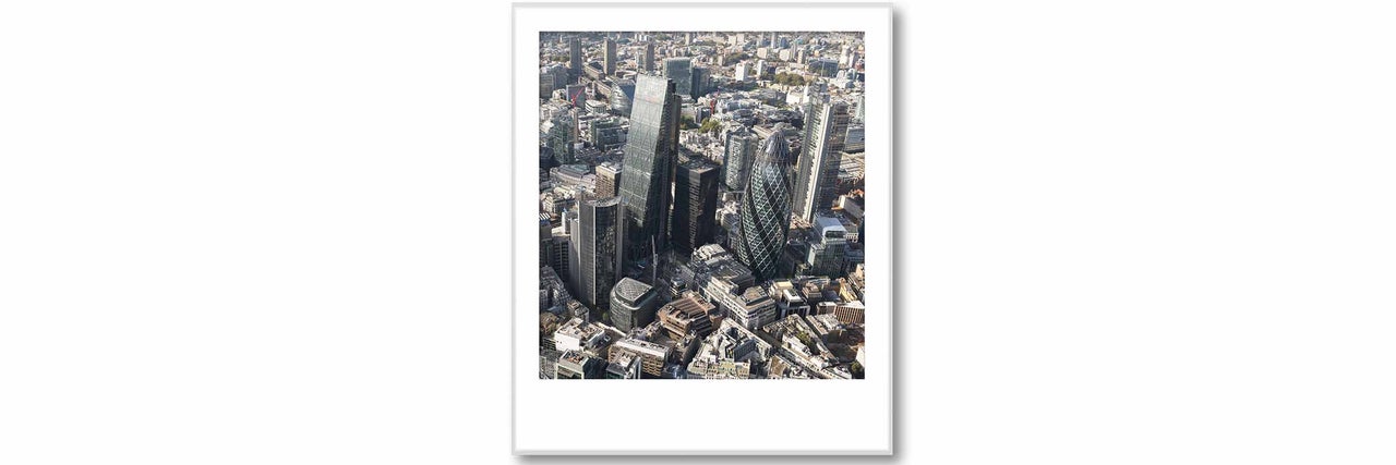 Ingelijste muurafbeelding met luchtfoto van de skyline van Londen