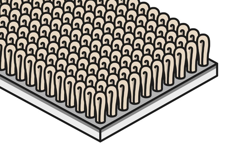 Bovenaanzicht van een spijkermat