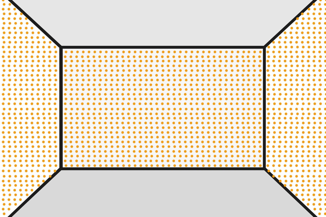 Abstracte weergave van een ruimte met stippenpatroon