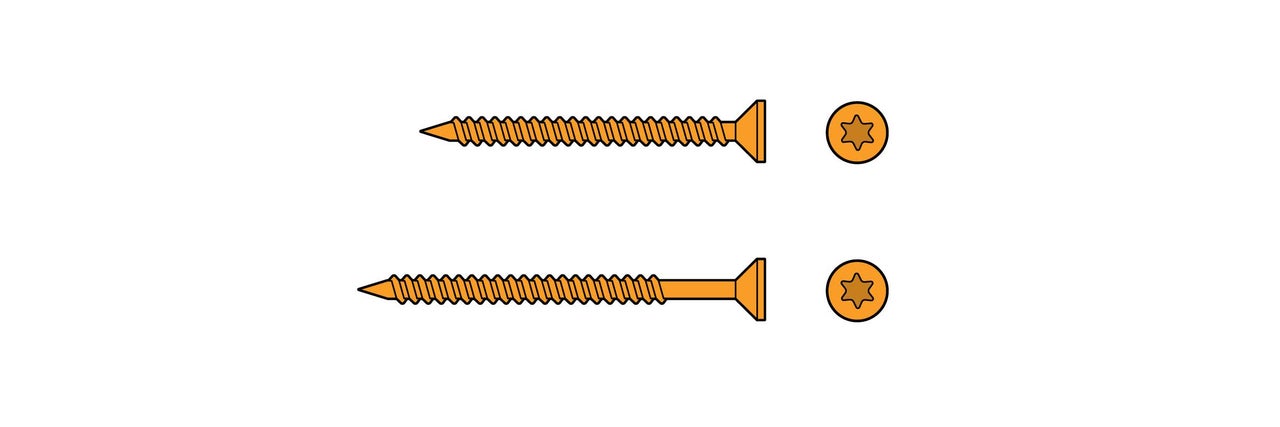 Twee houtschroeven met Torx aandrijving