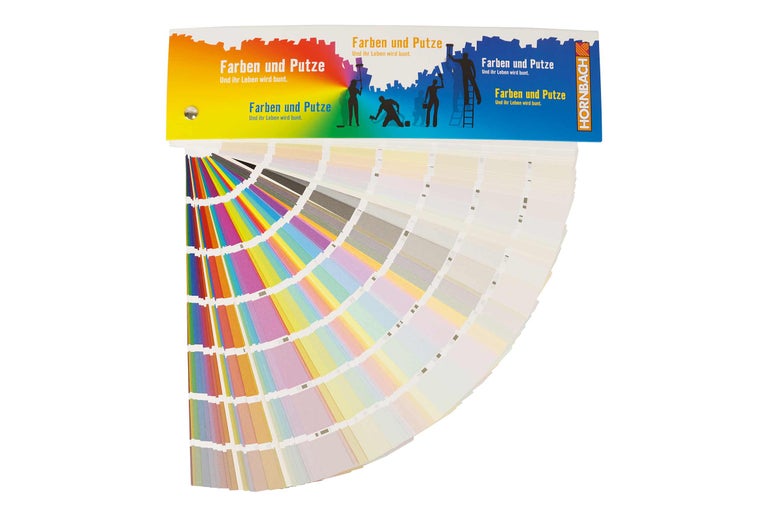 Kleurenwaaier met verschillende kleurtinten voor het mengen van verf en pleister