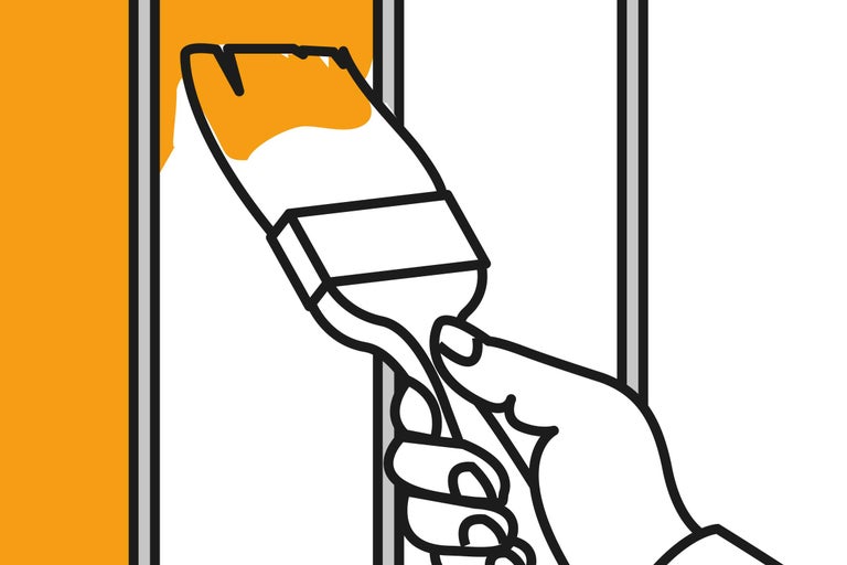 Illustratie van een hand die schildert met een kwast