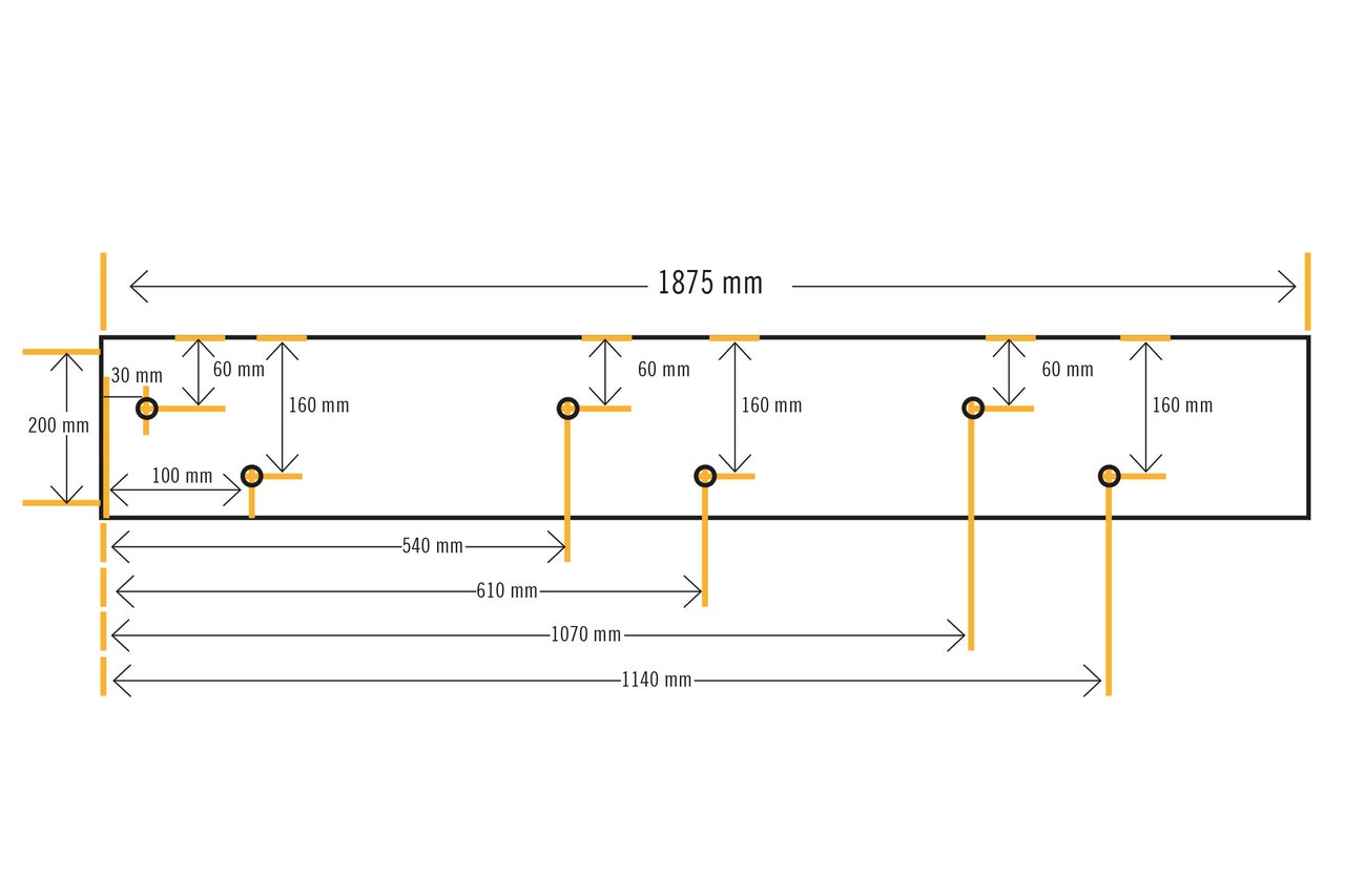 Technische tekening met afmetingen