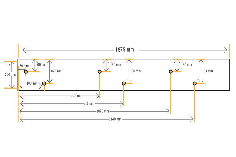 Technische tekening met afmetingen