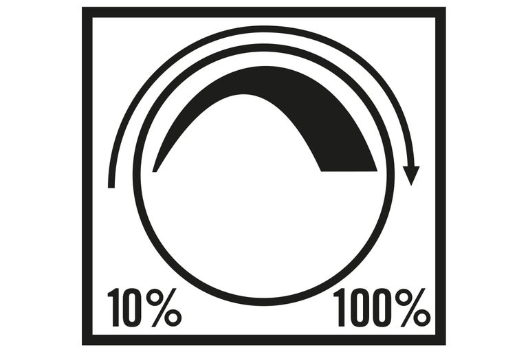 Symbool voor variabel vermogen van 10 tot 100 procent