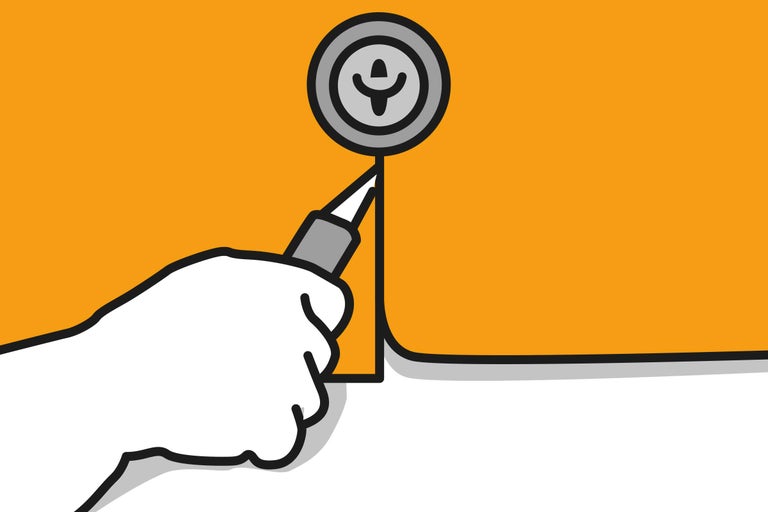 Illustratie van een hand die een siliconen voeg verwijdert met een voegensnijder