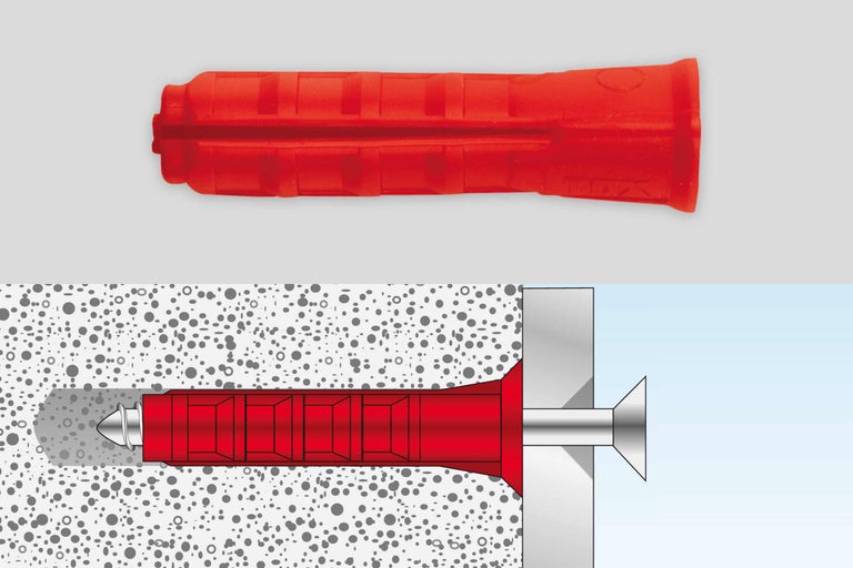 Kunststof spreidplug en plug in beton