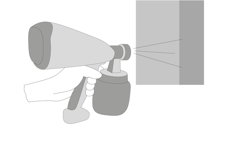 Verfspuitpistool in gebruik