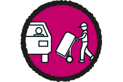 Symbool voor goederenlevering met vrachtwagen