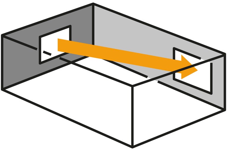 Luchtstroomsymbool met pijl