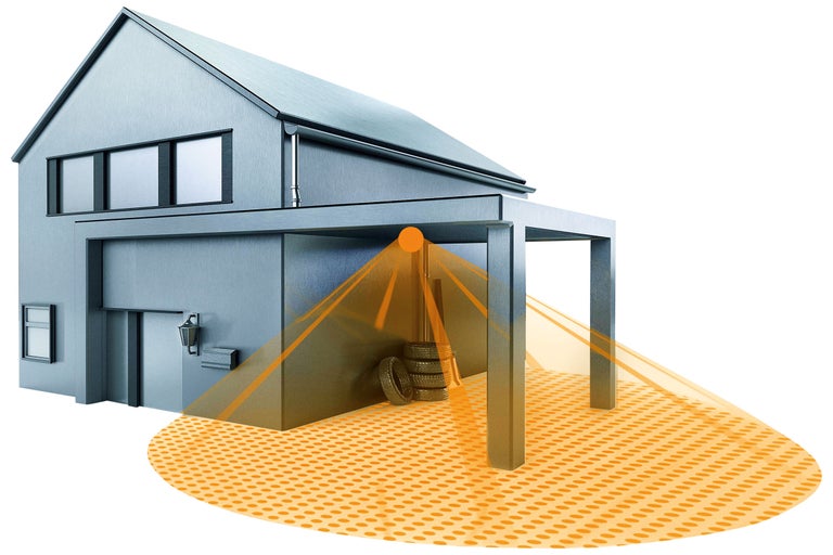 Huis met bewegingsmelder en verlichting