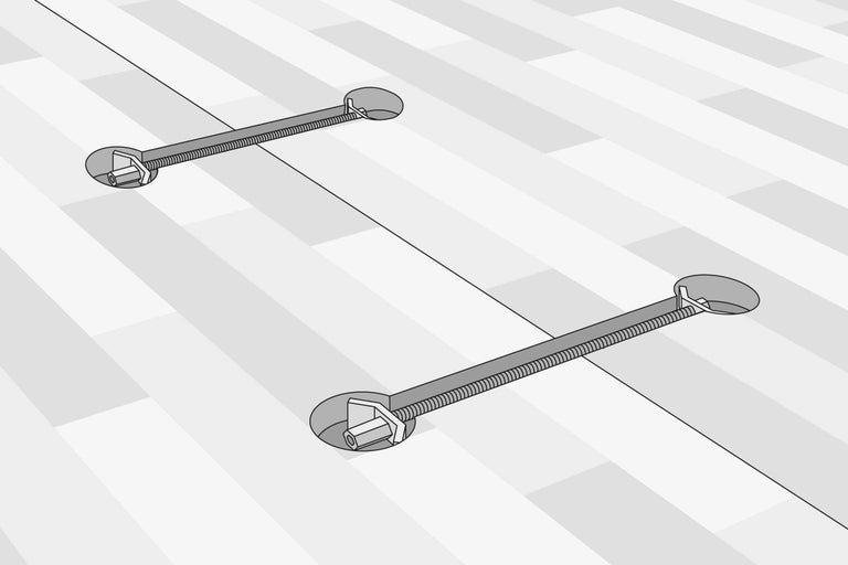 Twee draadstangen voor vloerbevestiging