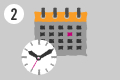 Symbool voor het plannen van een afspraak met kalender en klok