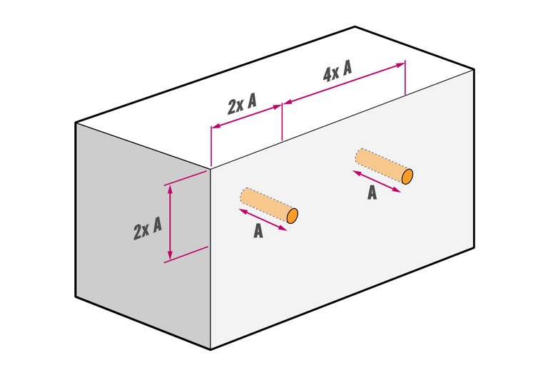 Illustratie van een houten constructie met afmetingen