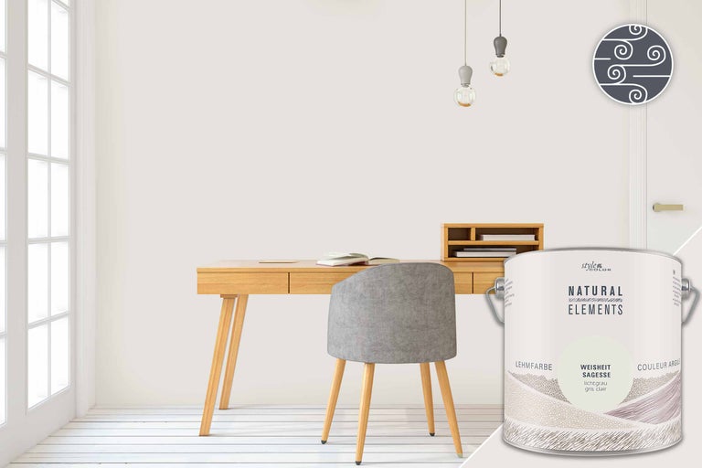 Kantoor met leemverf Weisheit, Salbei, lichtgrijs van Style Color Natural Elements