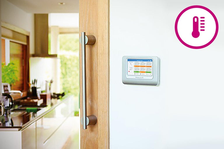 Ruimte met thermostaat voor temperatuurregeling en temperatuurweergave