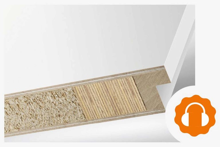 Dwarsdoorsnede van een werkblad met verschillende houtlagen