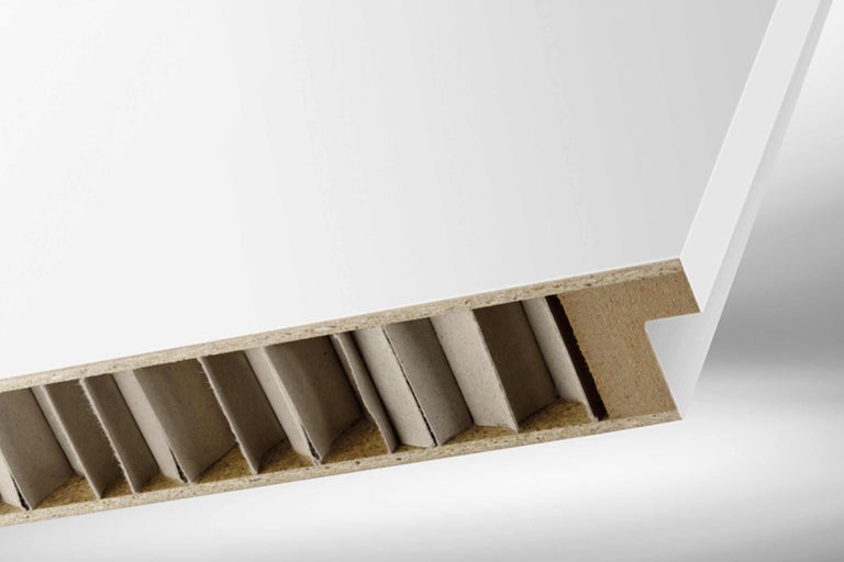 Dwarsdoorsnede van een lichtgewicht plaat met honingraatkern