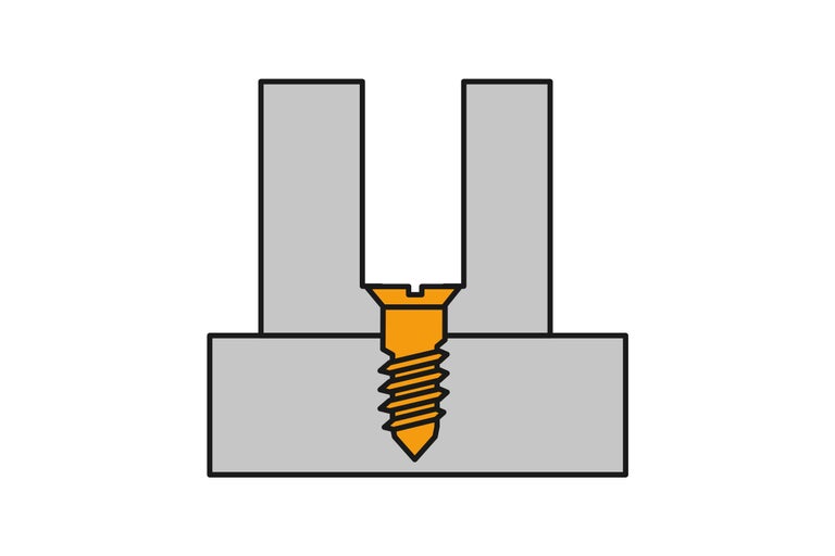 Afbeelding van een schroefelement in een houten onderdeel