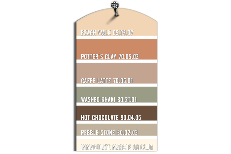 Verfkleurenkaart met diverse kleurtinten voor interieurs