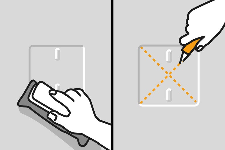 Illustratie van reiniging en markering voor de montage van armaturen