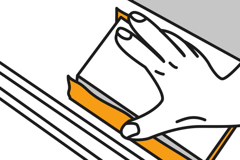 Illustratie van een plamuurmes met hand