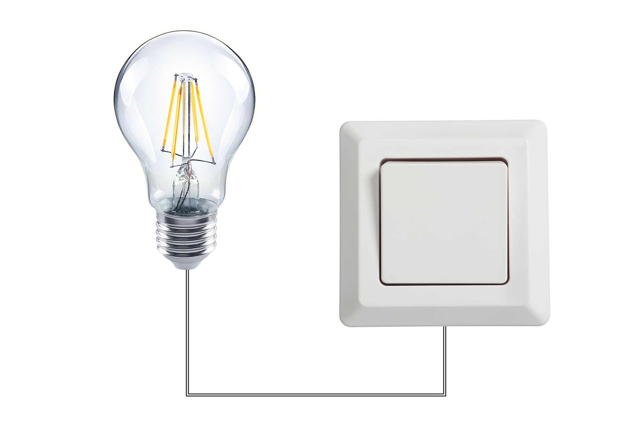 Gloeilamp met lichtschakelaar en bedrading