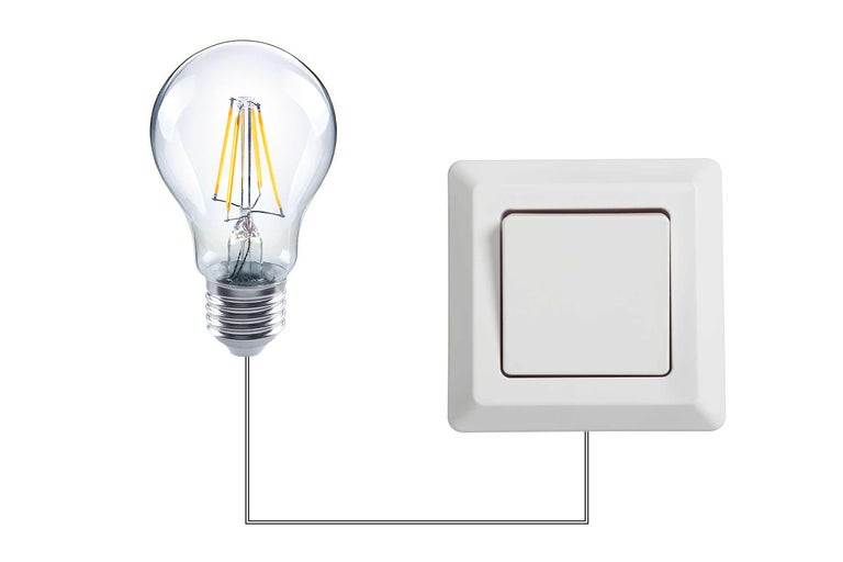Gloeilamp met lichtschakelaar en bedrading