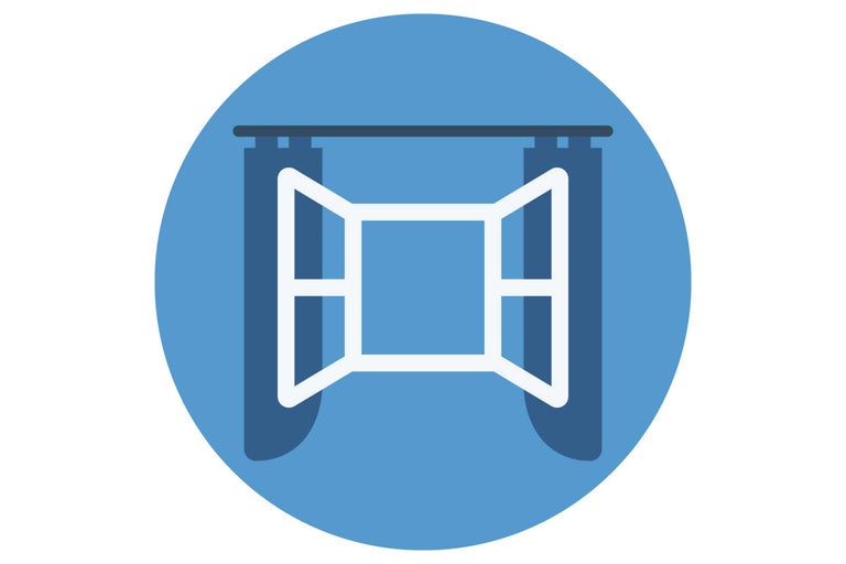 Symbool voor raam met gordijnen