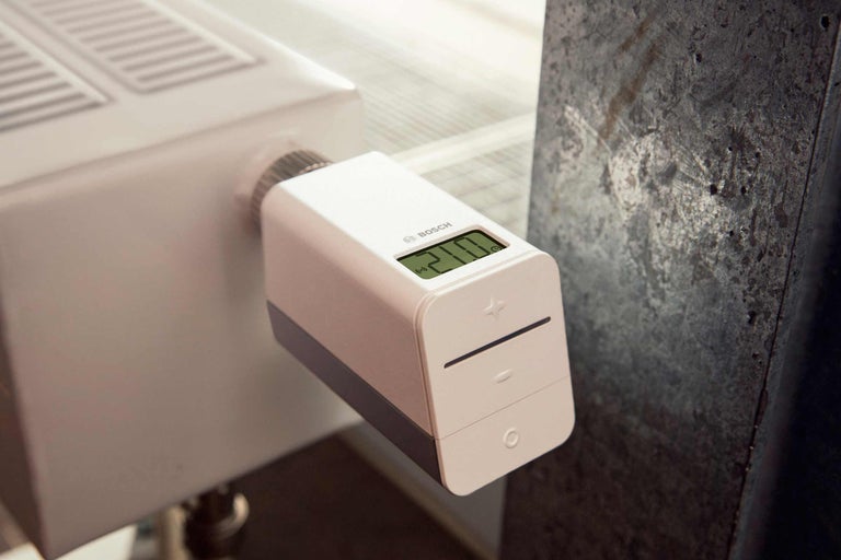 Bosch Logo radiatorknop gemonteerd op radiator