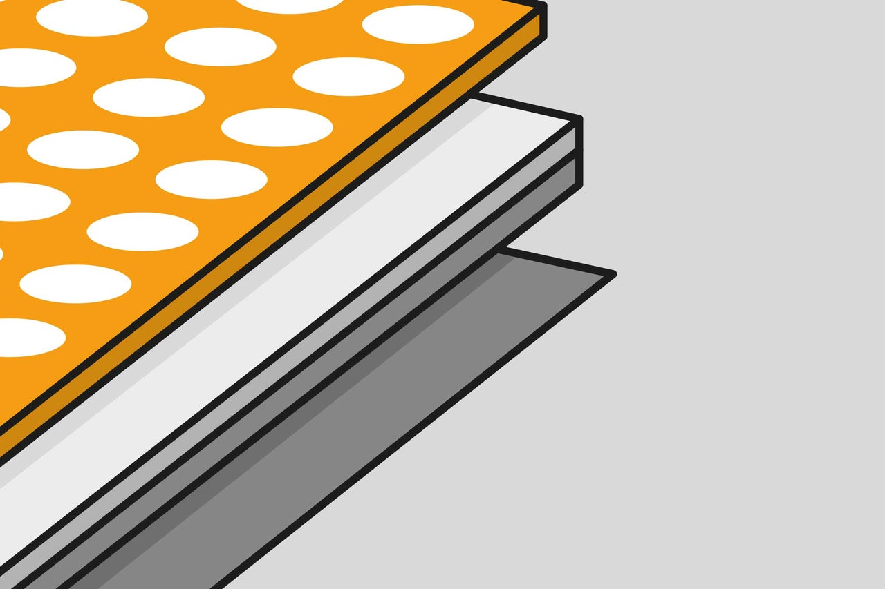 Illustratie van drie platen van verschillende materialen