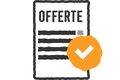 Symbool voor een bevestigde offerte op een document.